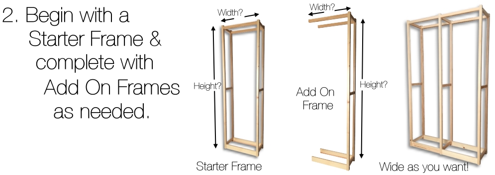 Step 2: Add additional frames to make your bookcase wider